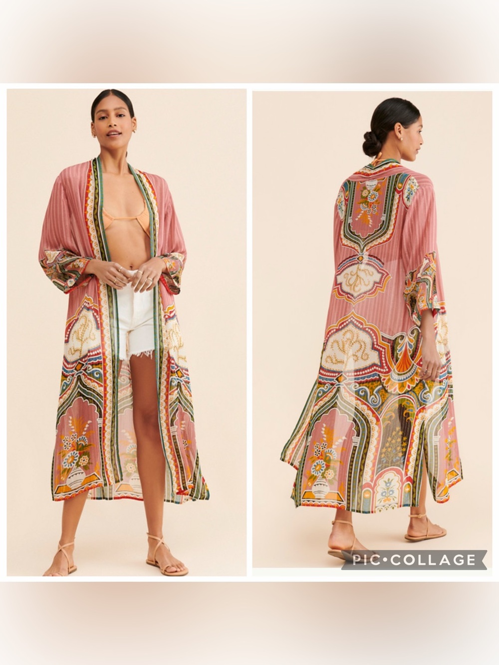 Bl-nk Anthropologie Boho Beach Printed Duster One Size